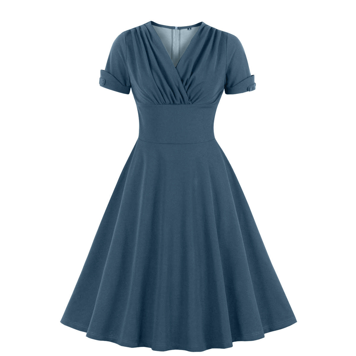 Retro V-Neck Waist-Tie Flared Dress