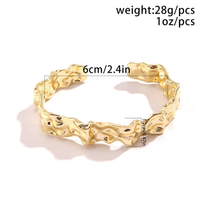 Trendy Irregular Geometric Metal Lava Bracelets For Women