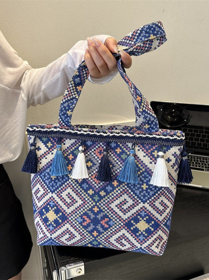 Ethnic Style Canvas Tote Bag for Women Casual Shoulder Bag
