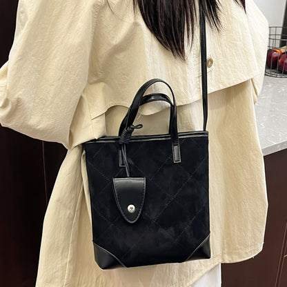 Retro Matte Handbag Chic Quilted Bucket Bag