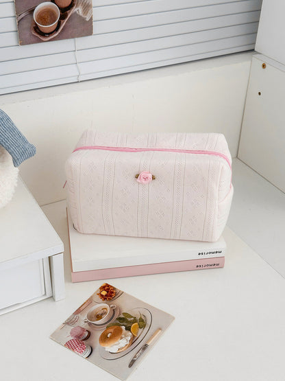 Large Capacity Knitted Cotton Octagonal Makeup Bag for Daily Use