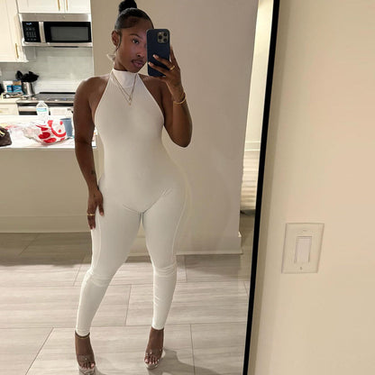 Sexy Backless Halter Neck Bodysuit For Women