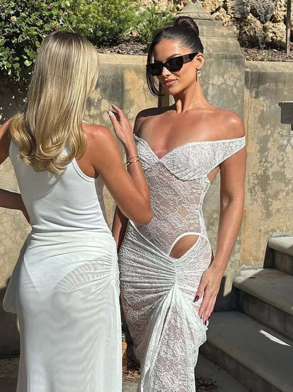 Sexy Lace Backless Jumpsuit Set for Party