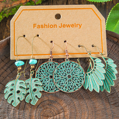 Bohemian Vintage Leaf Earrings Set Stylish Accessories