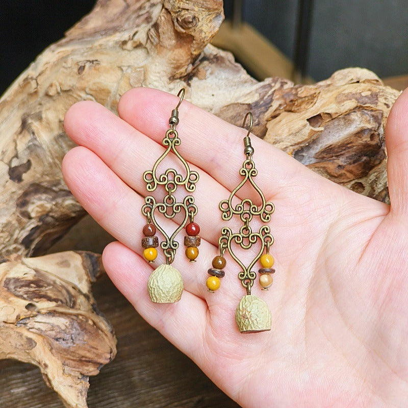 Vintage Style Bohemian-Inspired Dried Fruit Beaded Earrings