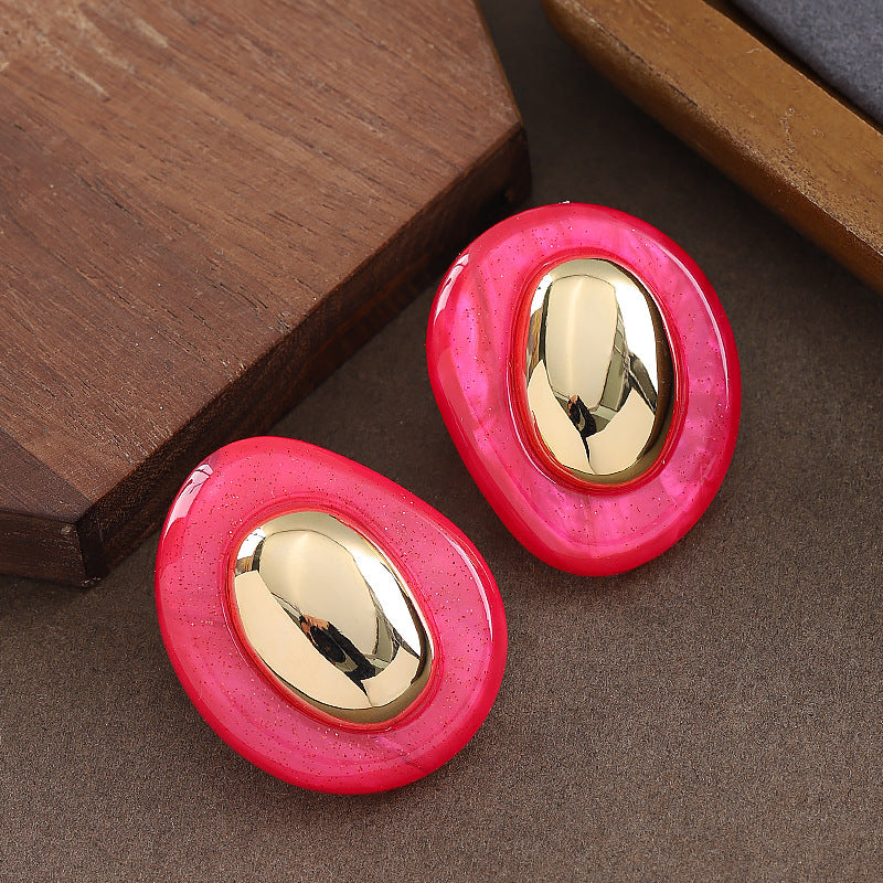Geometric Resin Earrings With 925 Silver Pins