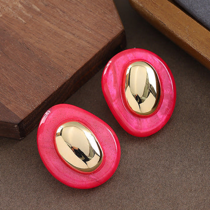 Geometric Resin Earrings With 925 Silver Pins