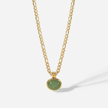 Green Gemstone Pendant Vintage Necklace