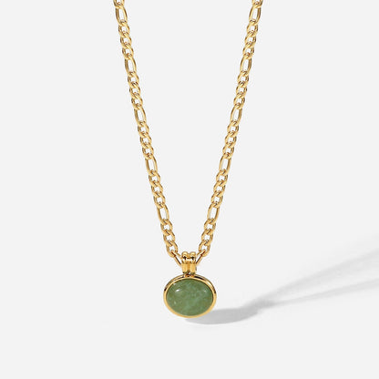 Green Gemstone Pendant Vintage Necklace