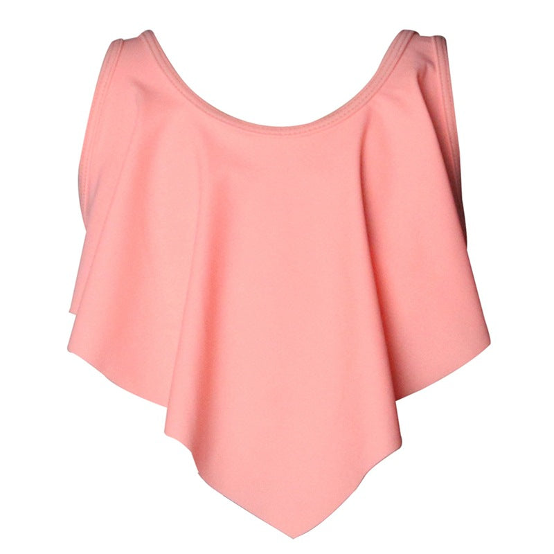 Girls' Solid Color Two-Piece Swimwear - Trendy Nylon Bikini