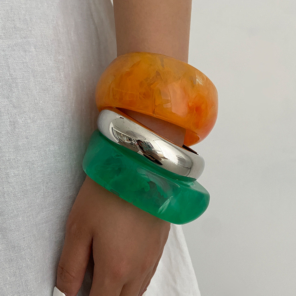 Colorful Marbled Geometric Bracelet for Women