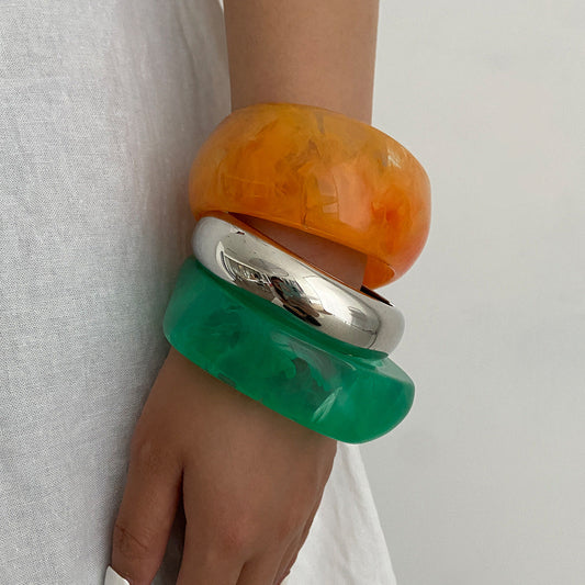 Colorful Marbled Geometric Bracelet for Women