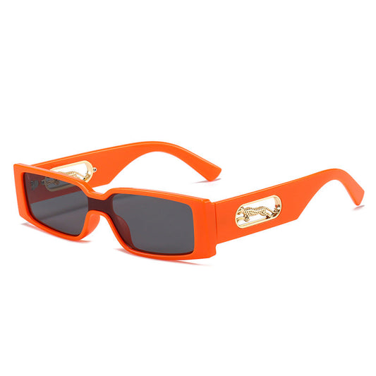Candy Color Square Sunglasses with Leopard Decor for Men and Women