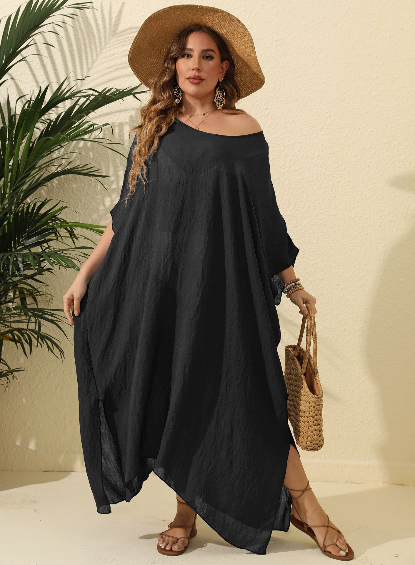 Women鈥檚 Maxi Dress Solid Color Loose Fit Beach Vacation Dress