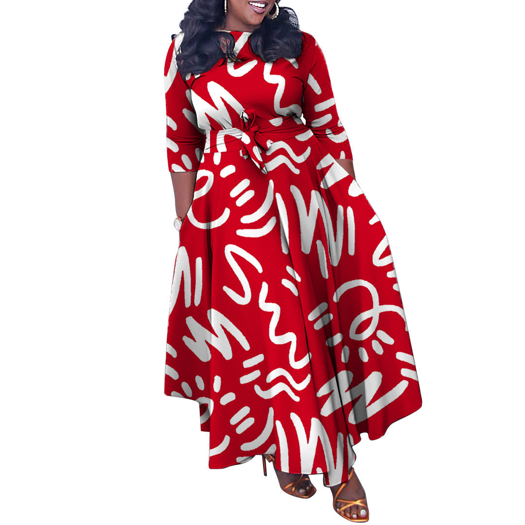 Stylish Plus Size Long Dress With Tie Detail