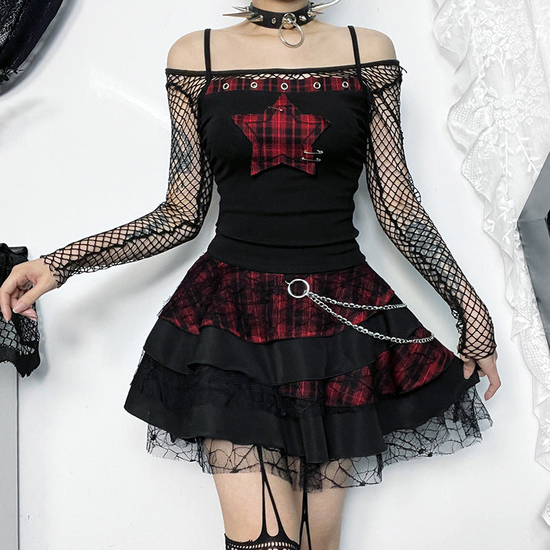 Star Print Plaid Cami Top for Women