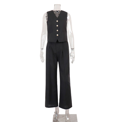 Casual Sleeveless Vest and Pants Set Comfortable Women’s Outfit