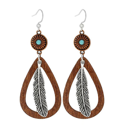 Turquoise Geometric Metal Tassel Earrings for Women