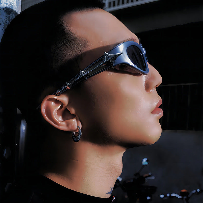 Trendy Outdoor UV Protection Sunglasses Stylish Futuristic Rectangular Shades