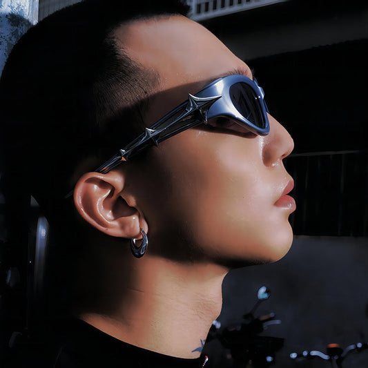 Trendy Outdoor UV Protection Sunglasses Stylish Futuristic Rectangular Shades