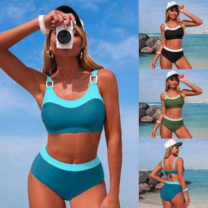 Women'S Athletic Bikini Swimsuit High Elastic Quick-Dry Two-Piece Set