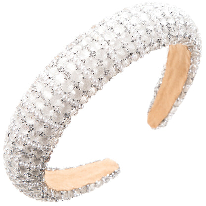 Baroque Rhinestone Pearl Wide Headband For Women