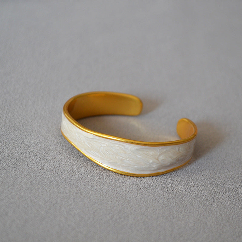 Vintage Irregular Enamel Open Bangle Bracelet