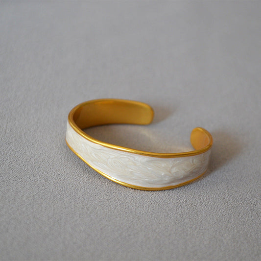 Vintage Irregular Enamel Open Bangle Bracelet