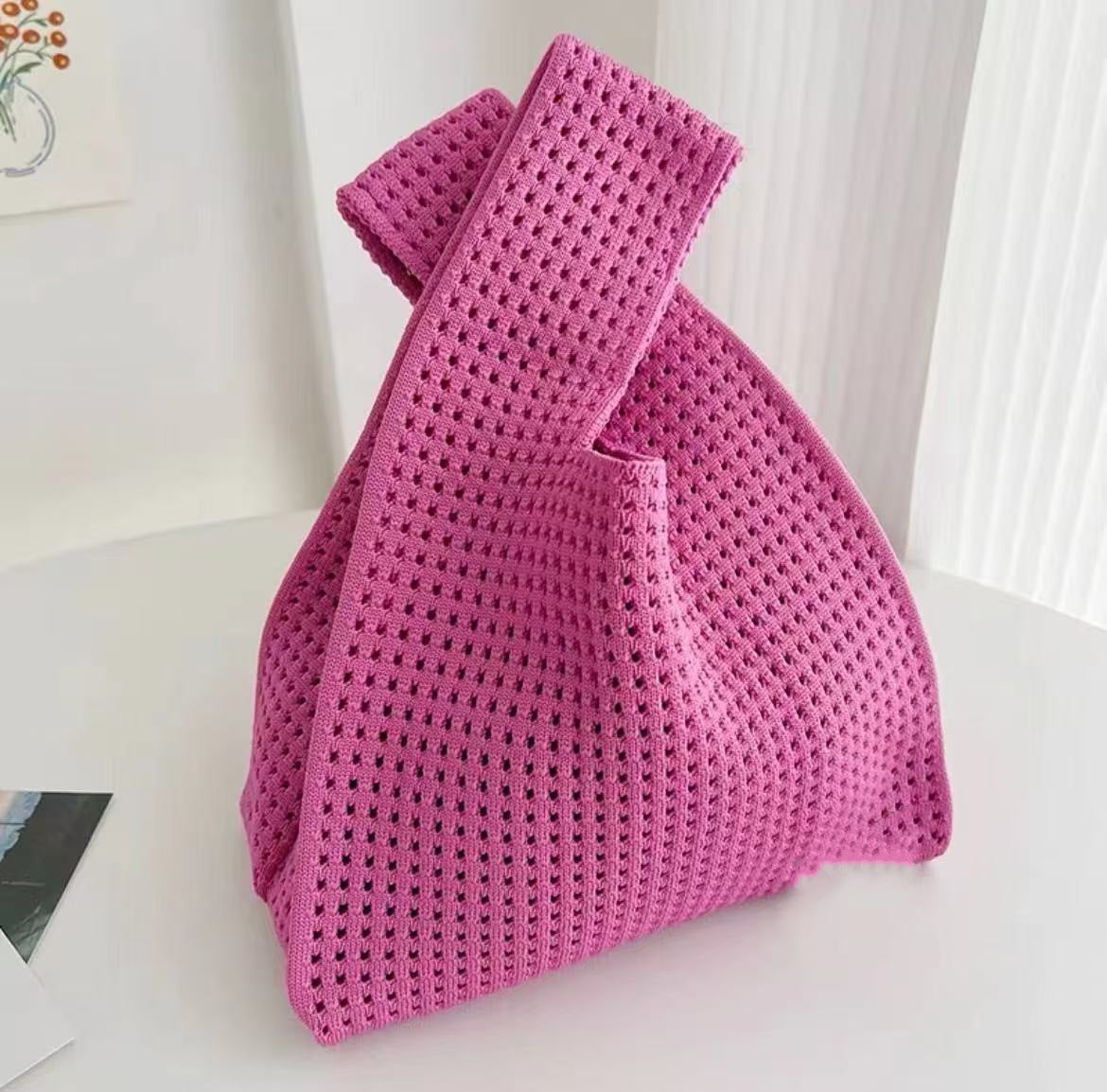 Chic Vintage Hollow Knit Tote Bag for Women