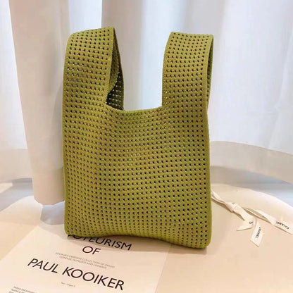 Chic Vintage Hollow Knit Tote Bag for Women