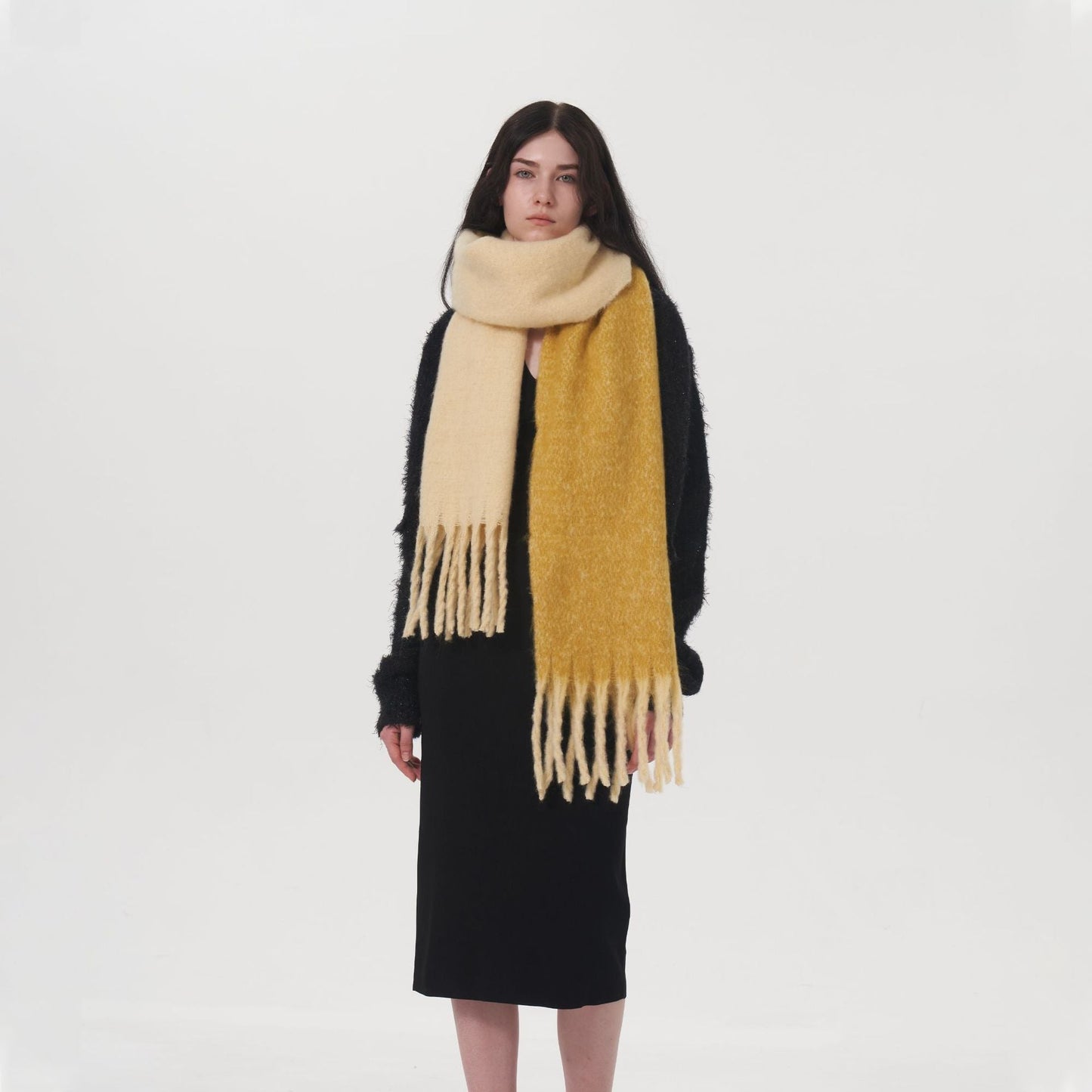 Solid Color Splicing Mohair Soft Scarve