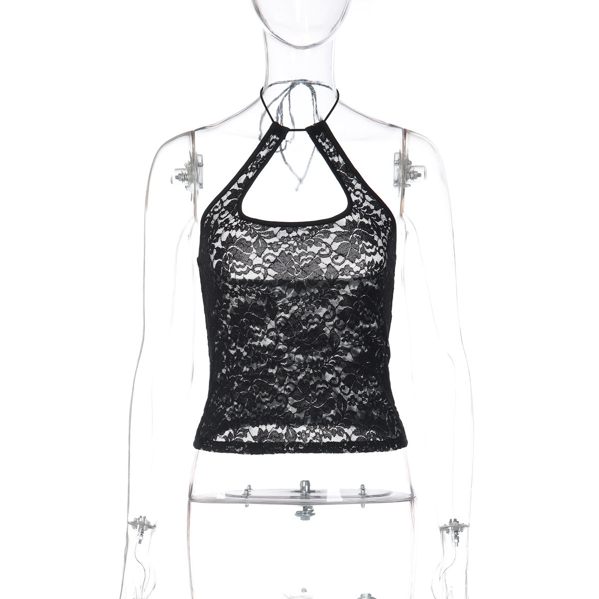Trendy Lace Cutout Back Top Summer Casual Wear