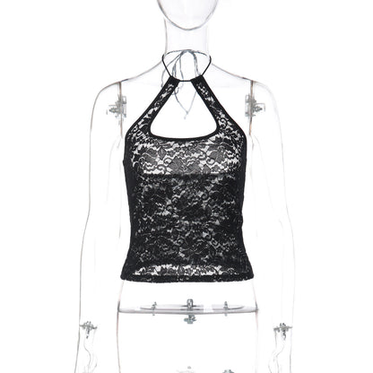 Trendy Lace Cutout Back Top Summer Casual Wear