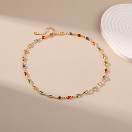 Colourful Oval Zirconia Vintage Necklace
