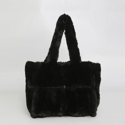 Plush Tote Bag Large Capacity Stylish Shoulder Bag