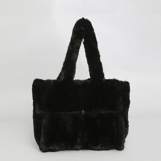 Plush Tote Bag Large Capacity Stylish Shoulder Bag
