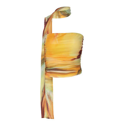 Stylish Floral Slim Fit Strapless Top for Women