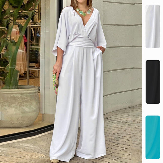 Casual Elegant V-Neck Loose Jumpsuit for Women