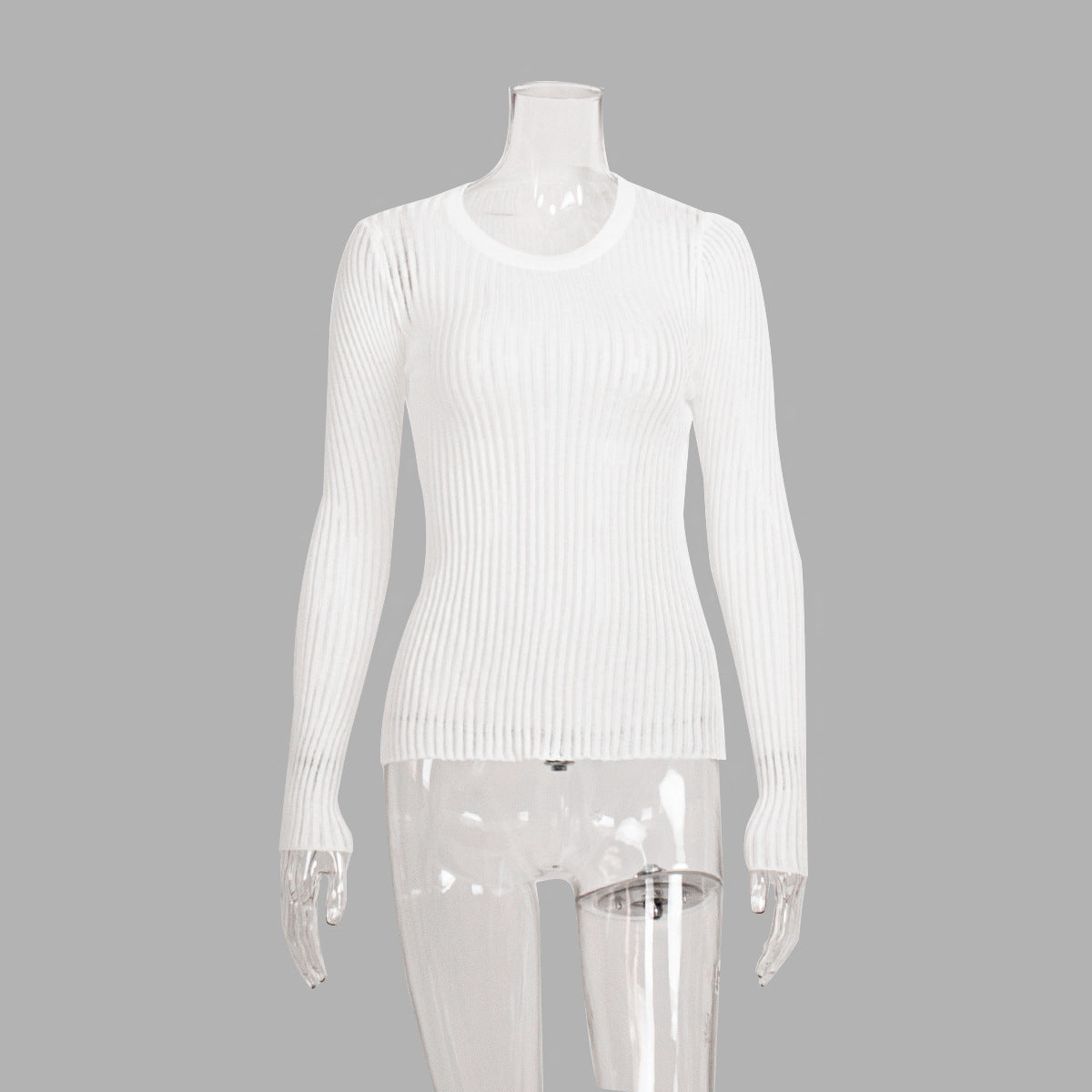Hollow Knit Sweater Casual Slim Fit Wool Long Sleeve Top