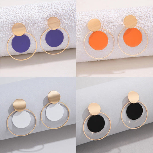 Geometric Metal Circle Earrings Set Stylish Casual Earrings