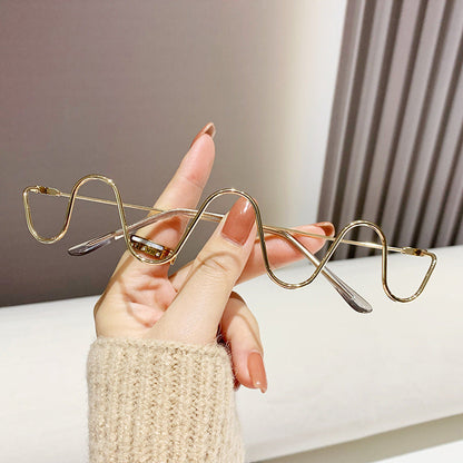 Trendy Rhinestone Metal Rectangular Glasses Frames