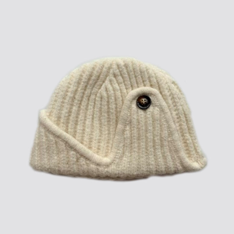 Plain Color Wool Blend Knitted Beanie Hat for Women