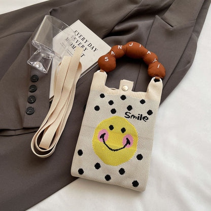 Trendy Knitted Crossbody Phone Bag Cute Cartoon Design