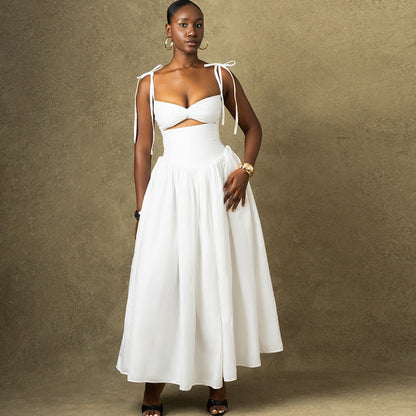 Fashion Solid Color Maxi Dress Sleeveless A-Line Dress