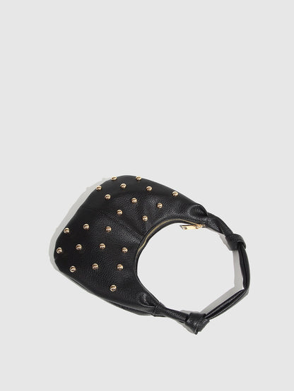 Trendy Studded Solid Color Shoulder Bag