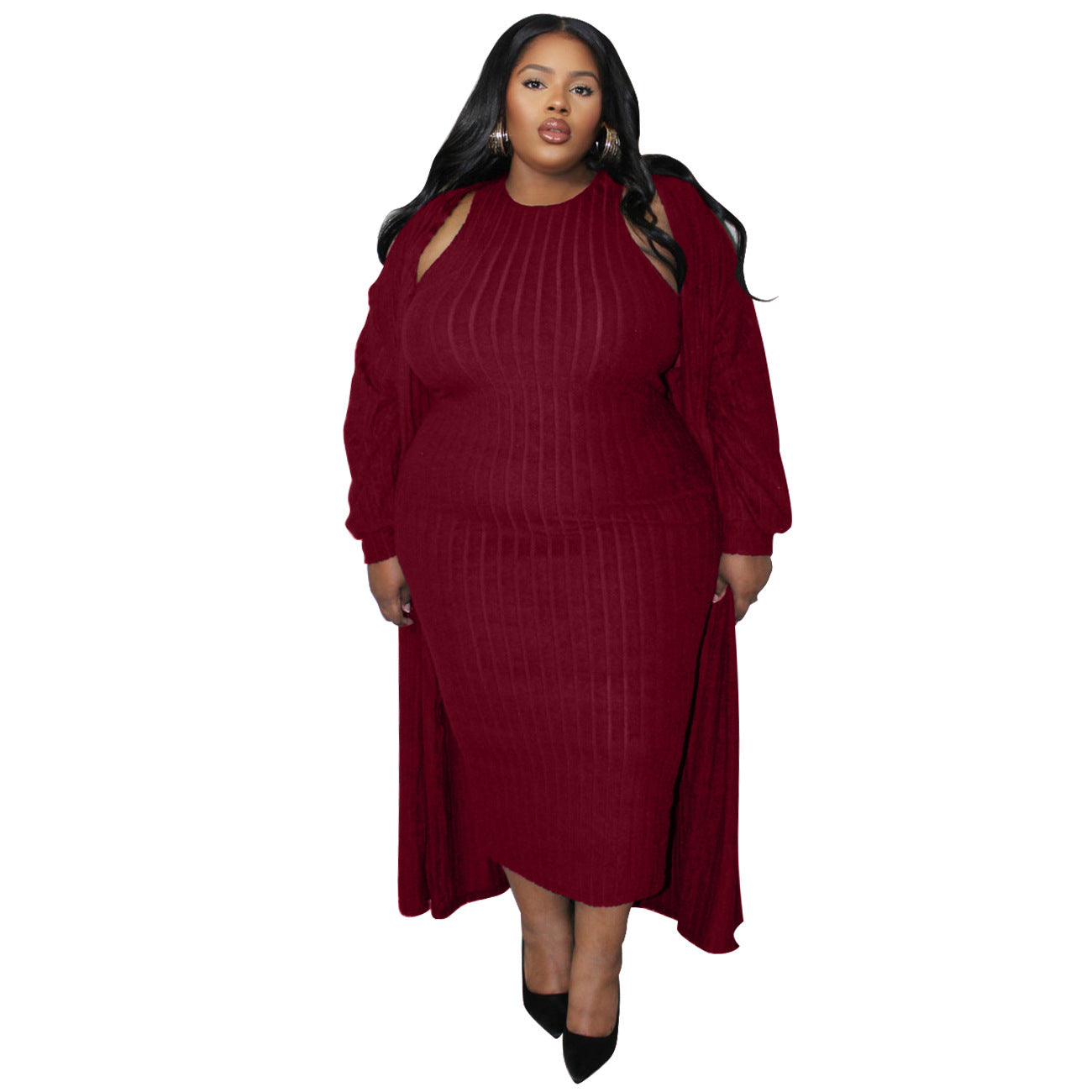 Fashionable Long Sleeve Jacket Set Plus Size For Fall