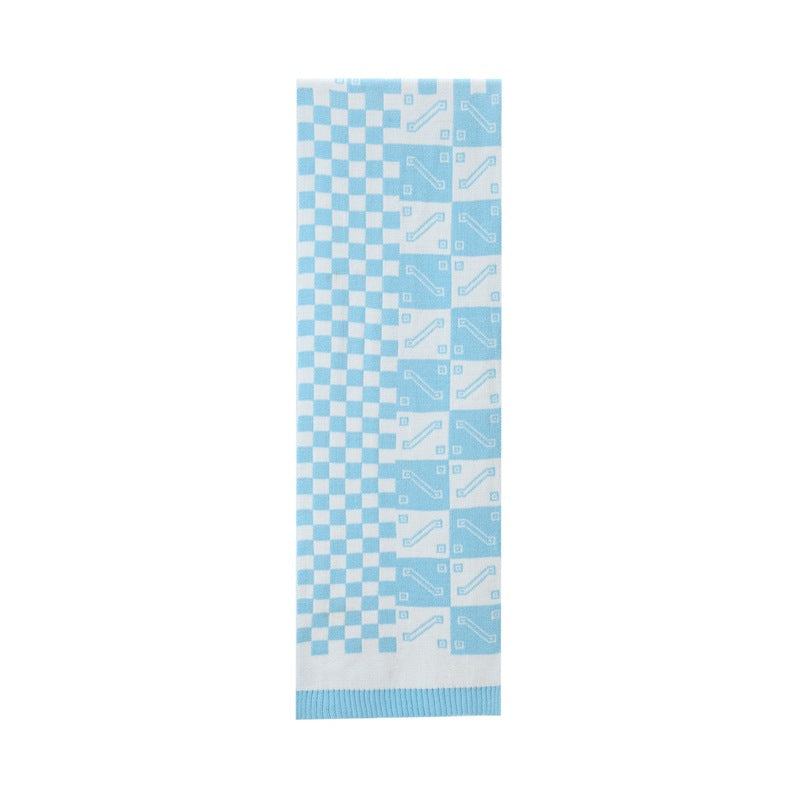 Minimalist Knit Plaid Cozy Soft Winter Scarf