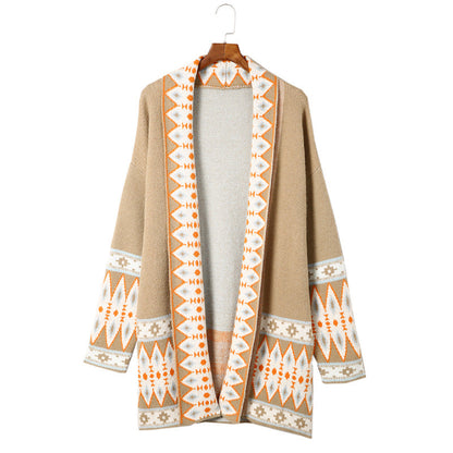 Boho Style Printed Cardigan Jacket Women Autumn And Winter New Cardigan Jacket