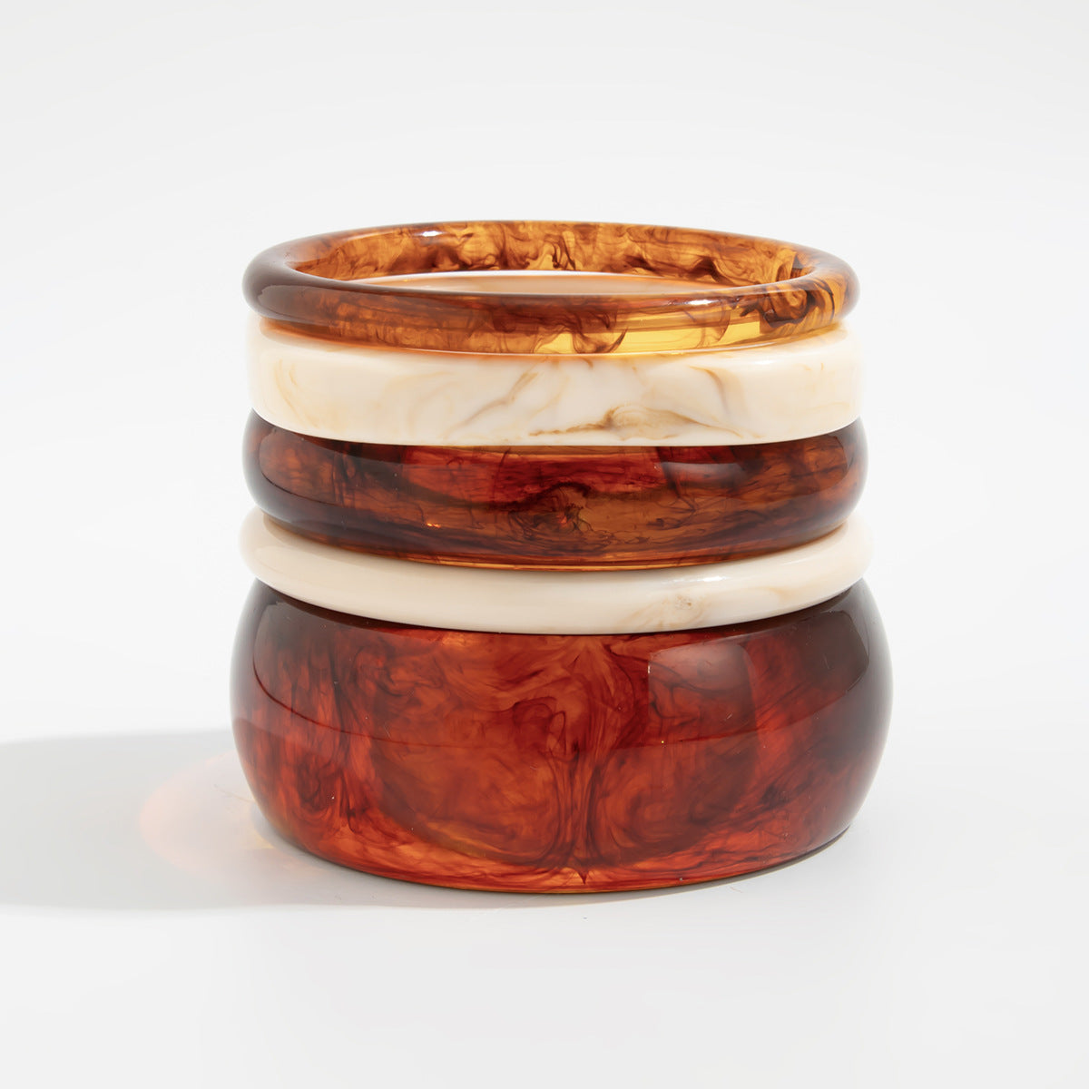 Amber Color Acrylic Bracelet Trendy Geometric Semi-Transparent Resin Cuff