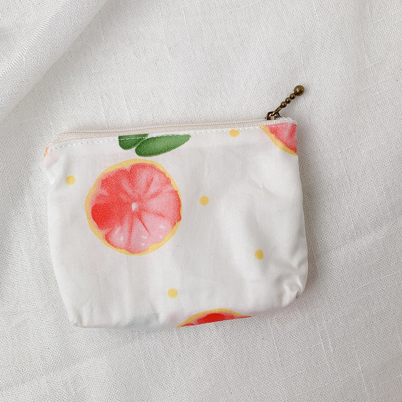Mini Cartoon Zipper Wallet for Women Cute Floral Fabric Purse